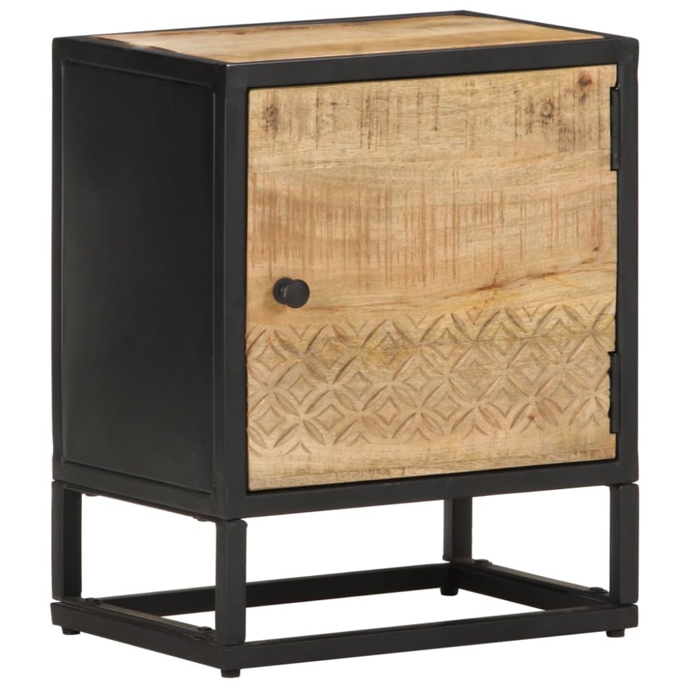 Petromila vidaXL Nočný stolík s vyrezávanými dvierkami 40x30x50 cm surové mangovníkové drevo 